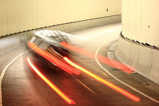 car going into tunnel