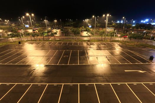 car park in raining day