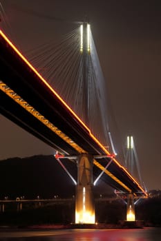 Ting Kau Bridge at night, in Hong Kong