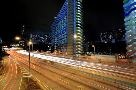 traffic through downtown at night