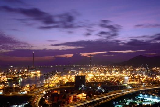 Container Terminals at night scene