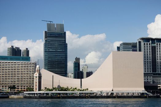 Hong Kong Cultural Centre with blue sky and nice cloud.