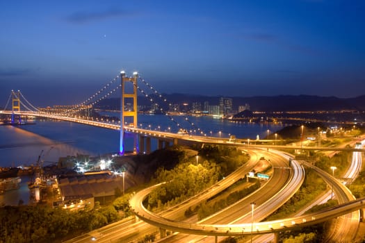 Tsing Ma Bridge night view