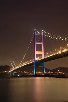 Tsing Ma Bridge night view, Hong Kong