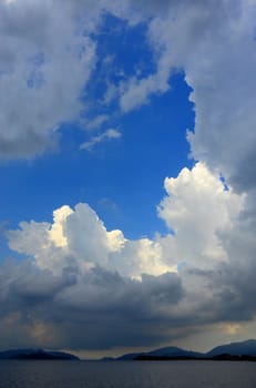 blue sky with many clouds, after storm