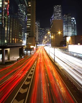 Traffic in Hong Kong at night