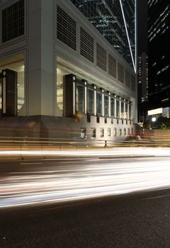 cars motion blurred in Hong Kong