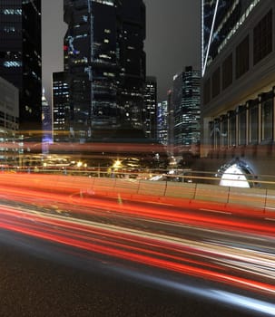 cars motion blurred in Hong Kong