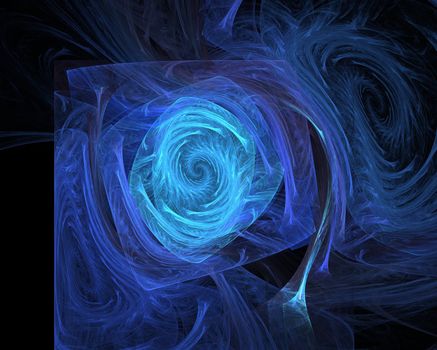 Abstract blue vortex on a black background