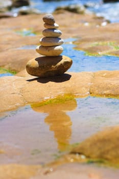 Stone composition on the stone beach