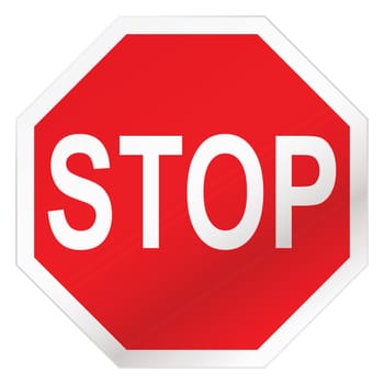 Red stop road sign illustration with white background