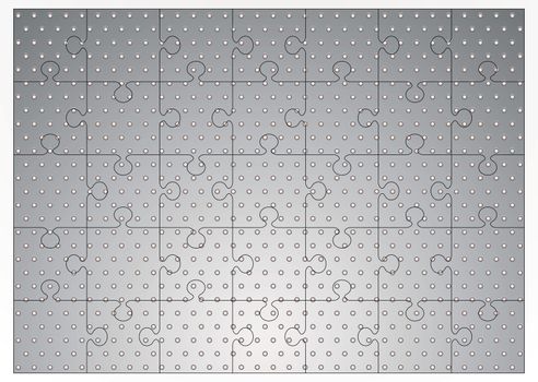 Silver metal background with holes punched and jigsaw puzzle concept