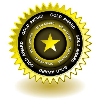 Golden award for web site or icon used for presentation of achievement