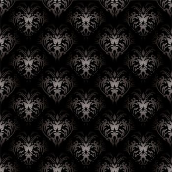Silver and black floral inspired background that seamlessly tiles