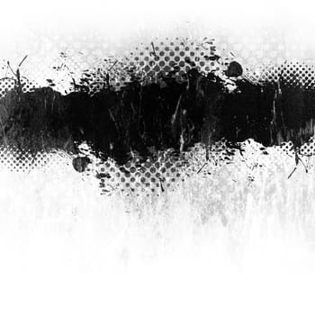 Grunge paint or ink splatter layout isolated over white with copyspace.