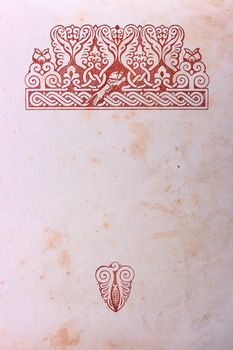 Ornament in the top and bottom part of page of the old manuscript.