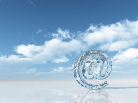 frozen email alias under cloudy blue sky - 3d illustration