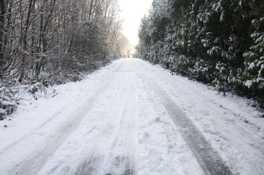 A road covered in a layer of snow