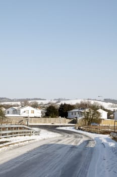 A country lane covered in snow