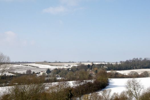 A view of the kent countryside in winter