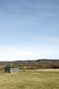 A shed in a field in the Kent countryside