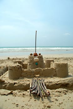 Sand castle on the beach