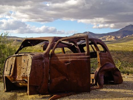 Old rusted  truck  cab on Route 66 USA