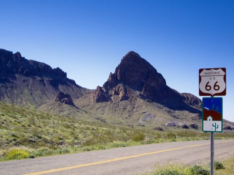 Famous original Route 66 roadway in Arizona USA
