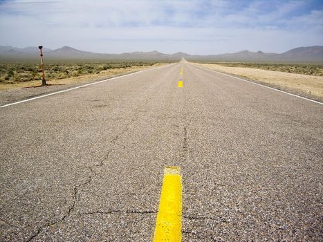Lonely stretch of Extraterrestrial Highway Nevada USA