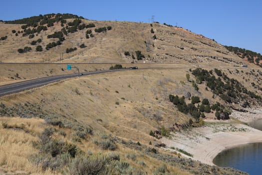 Trucks climb the Utah hills