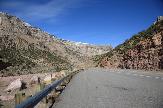 Snow capped mountain view along Wind River Scenic Byway