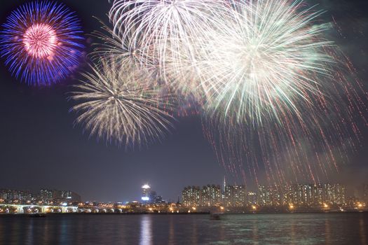 Spetacular Fireworks festival at han river in korea