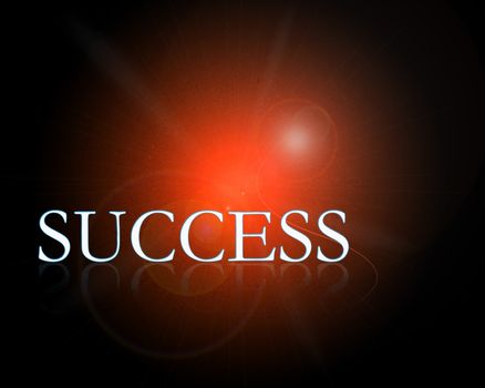 Success word photoshopped with glowing and smoke red background with reflection