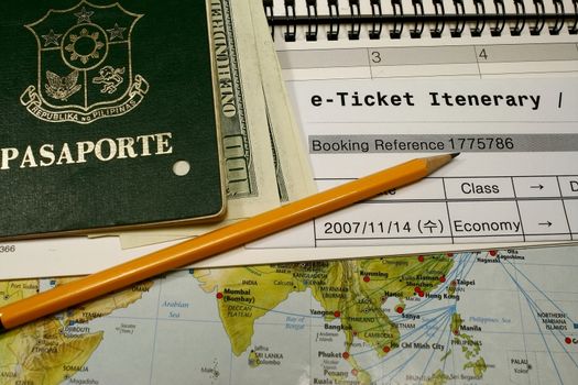 E-ticket itenerary concept for travel and vacation