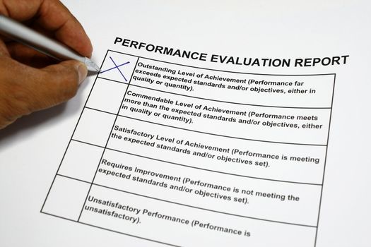 Performance Evaluation form with oustanding check concept. 
