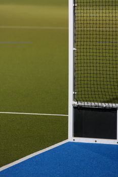 Abstract view of hockey goals on an Astroturf playing field