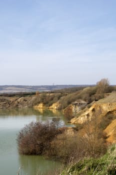 A view of a lack at a quarry
