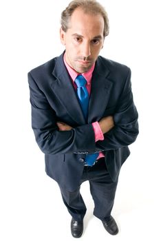 High angle portrait of a businessman looking seriously.