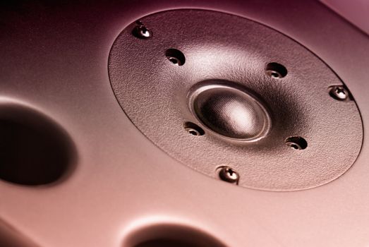 Studio speaker detail. Focused on the silk tweeter