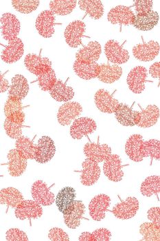 red pastel flowers on white background textured