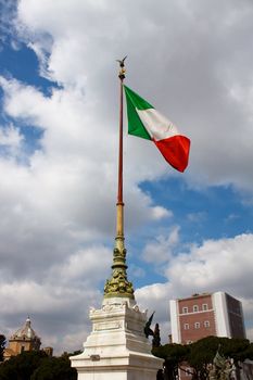 The flag of Italy blowing in the wind.