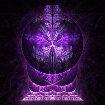 A puple fractal on a black background