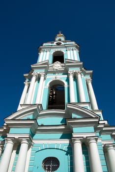 Belltower of church of the Trinity in Silversmiths in Moscow.