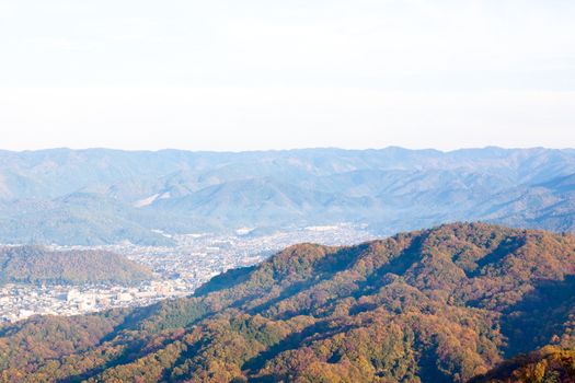 Panorama top view of Kyoto, Japan
