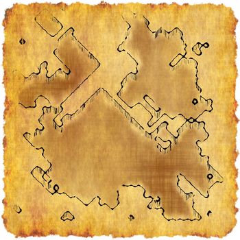 Treasure Map on Old Yellow Parchment Paper