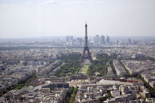 aerial view of paris, france with the eiffel tower in the center