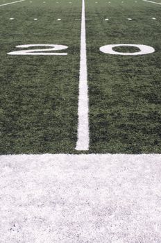 American Football field turf and white painted lines