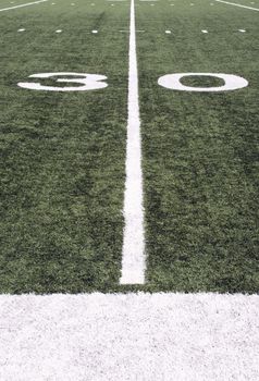American Football field turf and white painted lines