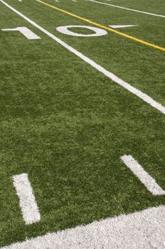 American Football field turf and white painted lines