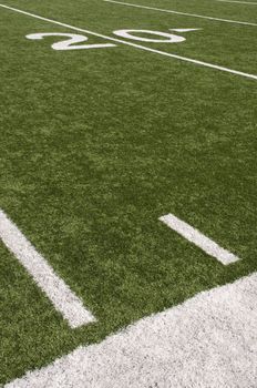 American Football field turf and white painted lines